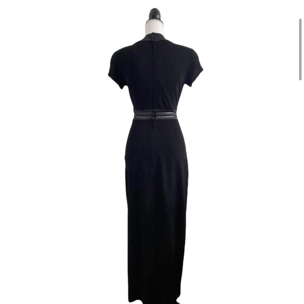Tadashi Shoji Mesh Panel Black Full Length Dress - Picture 3 of 11